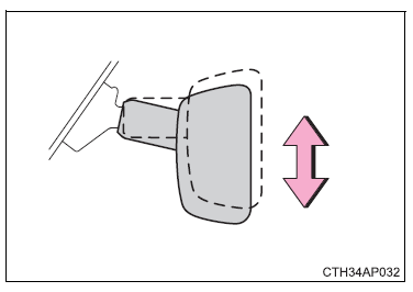 Regolazione dell'altezza dello specchietto retrovisore (solo specchietto retrovisore interno con dispositivo antiabbagliamento automatico)